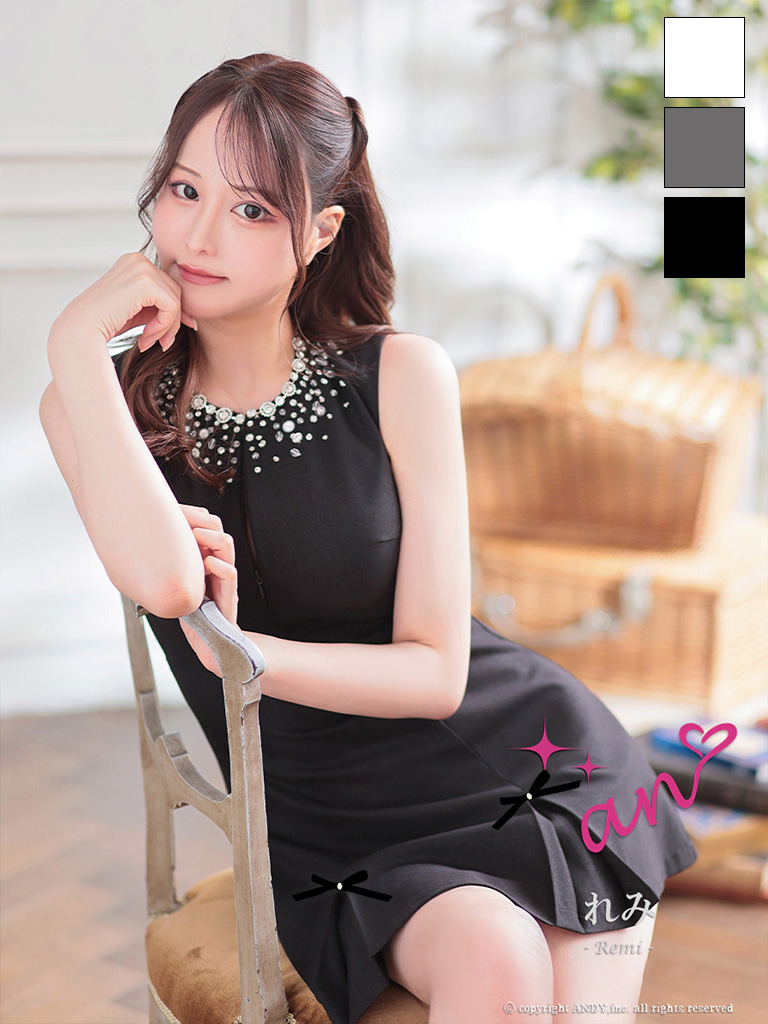 XSサイズあり【an/アン】リボン/ ビジュー/ノースリーブ/ バストジップ