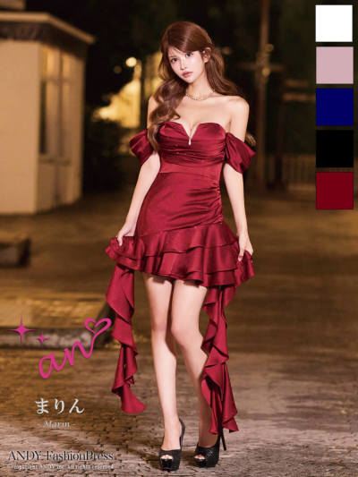 アン 新品未使用 ラインストーンドレス XSサイズあり【an /アン】ラインストーン/ オフショル/ バストカット