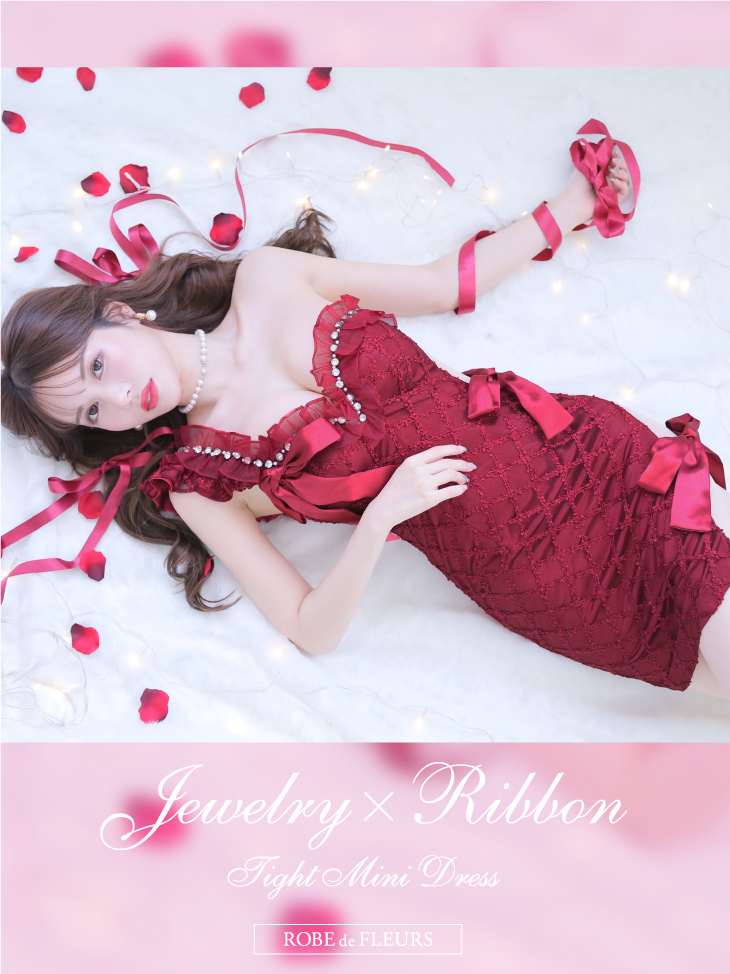 ROBE de FLEURSピンクリボンドレス