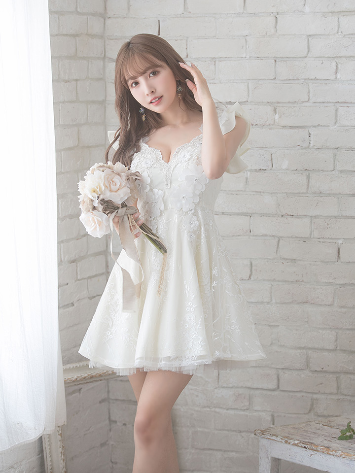 ローブドフルール ROBE de FLEURS ドレス ワンピ ホワイト ミニ-