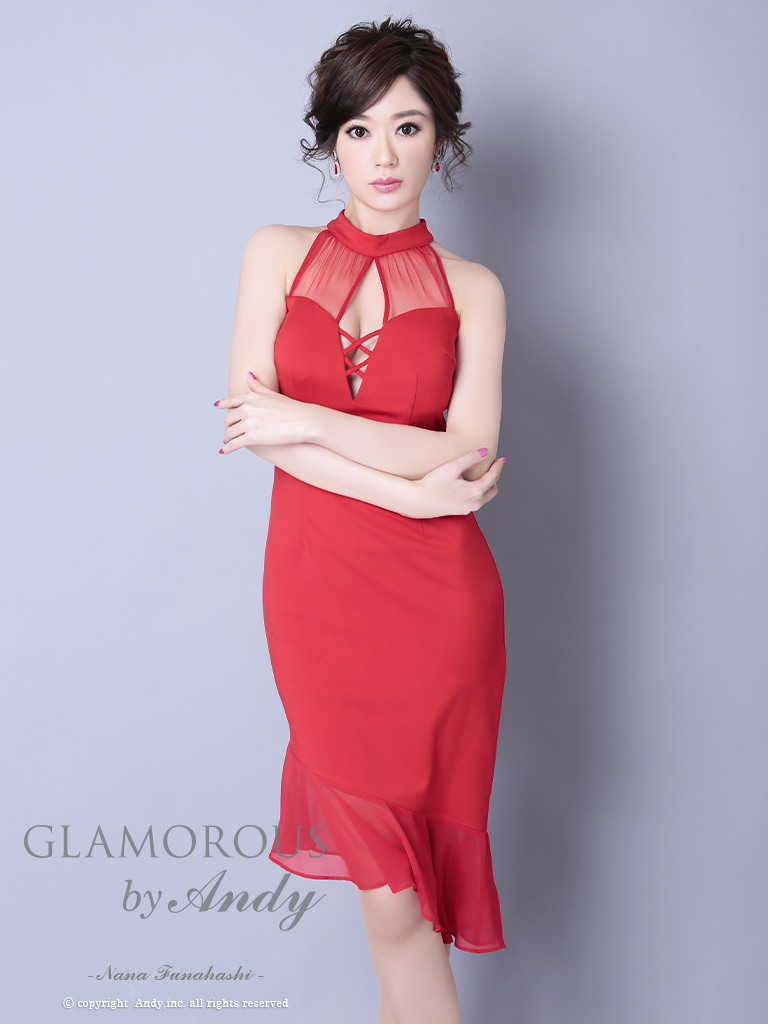 赤ドレス　グラマラス　キャバドレス