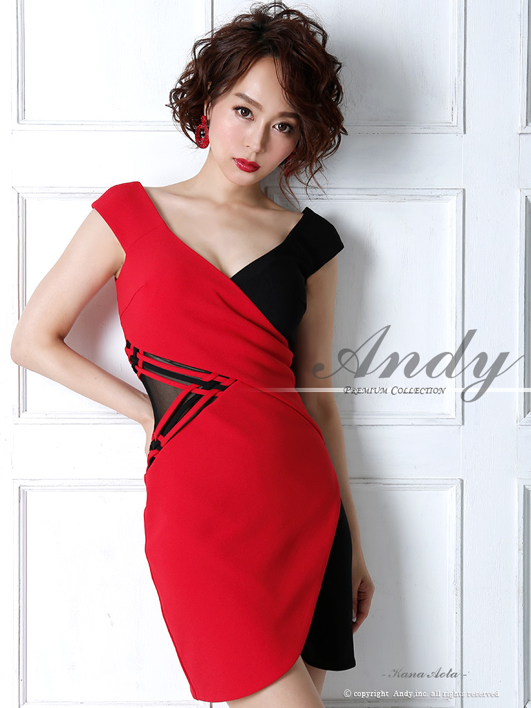 ANDY/アンディ】バイカラー/ シアーレース/ 変形スカート/ タイト