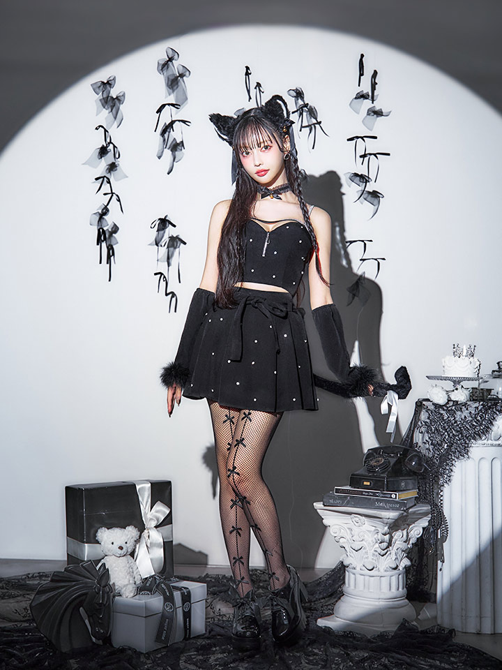 値下げ！】【即日発送】【ハロウィン】 ブラックレースキャット