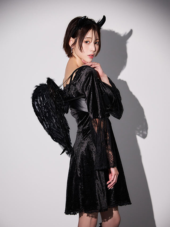 大人気♡セクシー デビル ミニワンピース 小物・網タイツセット