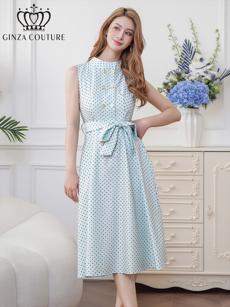 DVF☆Libby ハイネック ギャザー マキシドレス♪【送料込】 XS-Lサイズあり 【GINZA COUTURE/銀座クチュール】ドット