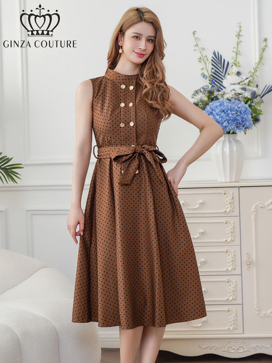 DVF☆Libby ハイネック ギャザー マキシドレス♪【送料込】 XS-Lサイズあり 【GINZA COUTURE/銀座クチュール】ドット