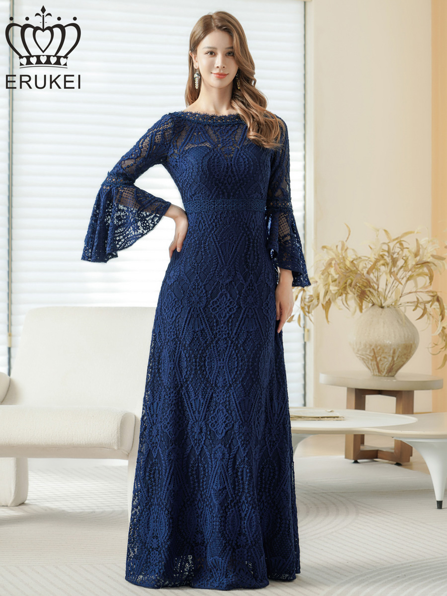 XS-Lサイズあり【ERUKEI エルケイ】 総レース/ ベルスリーブ/ Aライン