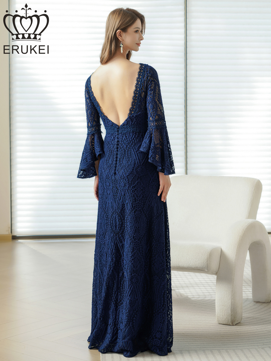 XS-Lサイズあり【ERUKEI エルケイ】 総レース/ ベルスリーブ/ Aライン