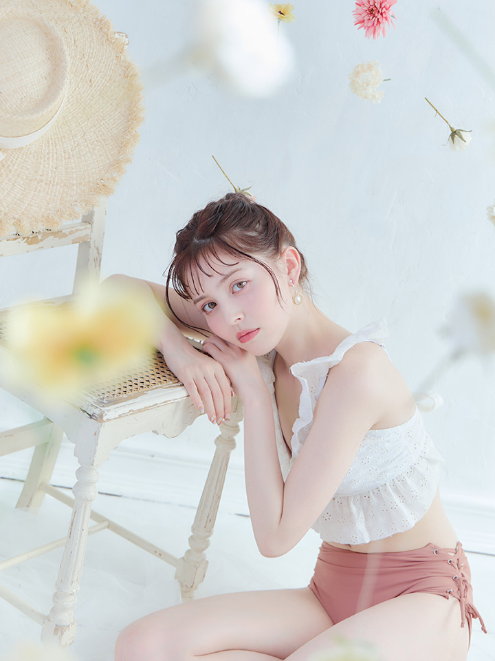 ビキニ】【水着】フリルレースビキニ /ペプラム/2点セット[YMT ビキニ】【水着】フリルレースビキニ /ペプラム/2点セット[YMT