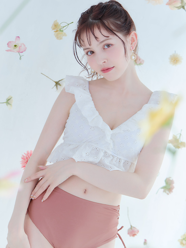 CherieMonaレースフリルビキニ? （シェリーモナ 水着 ギャザーリボン  