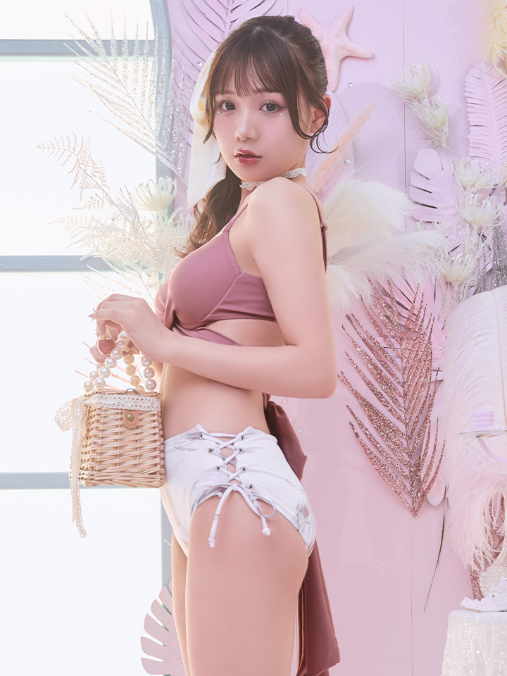 ビキニ】【水着】編み上げハイウエスト クロスビキニ 2点セット Lace Ladies 水着 クロスビキニ 水着2点セット レディース