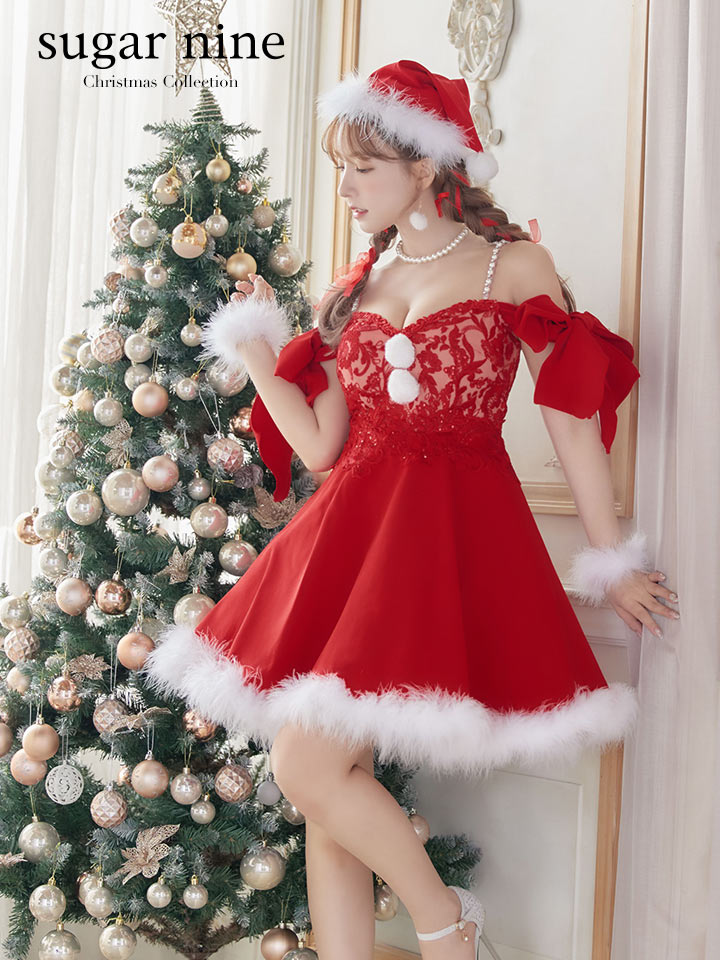 サンタコス  ミニワンピース オフショル  コスプレイベント christmas