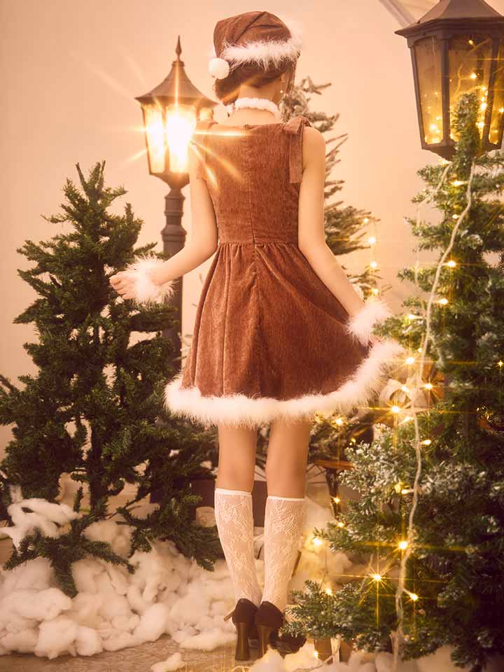 即日発送】【サンタ】ショルダーリボンビジューツイードフレアサンタ