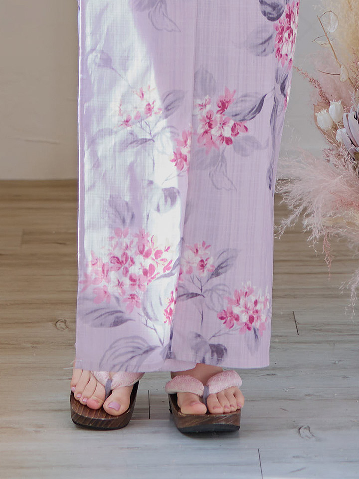 即日発送】ピンクストライプ地x紫陽花浴衣 siwa36 / 19himo-MOCA 