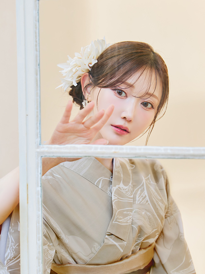 即日発送】ニュアンスフラワーベージュ浴衣【浴衣3点セット 浴衣/帯