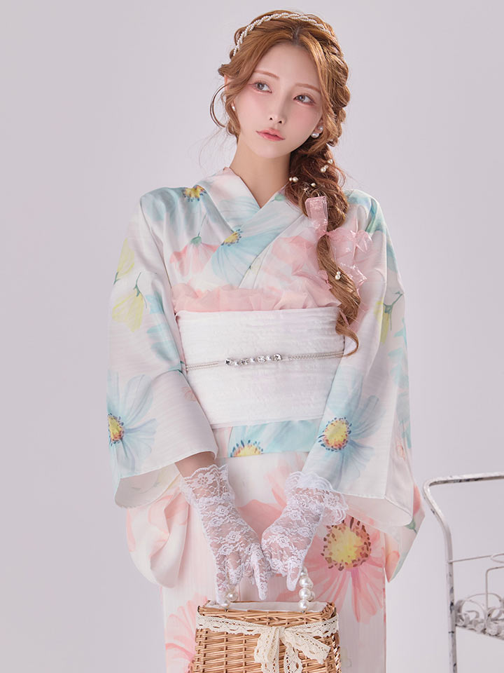 送料無料！MIXフローラ浴衣【浴衣3点セット 浴衣/帯/下駄】[OF04